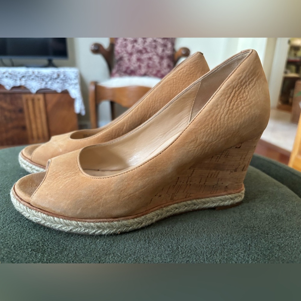 Cole Haan/Nike Air Suede Tan Wedge Peep Toe